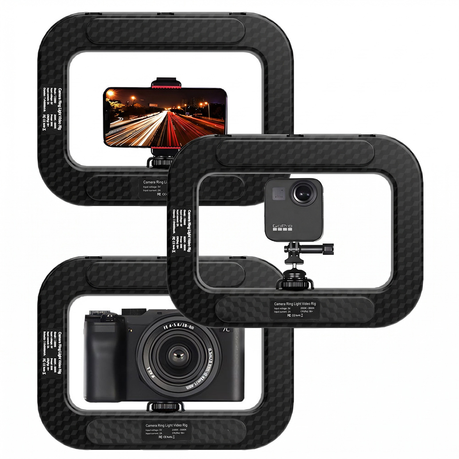 Photography Lighting Handheld - Draagbare vierkante invulverlichting, multifunctionele handheld selfie-lamp,