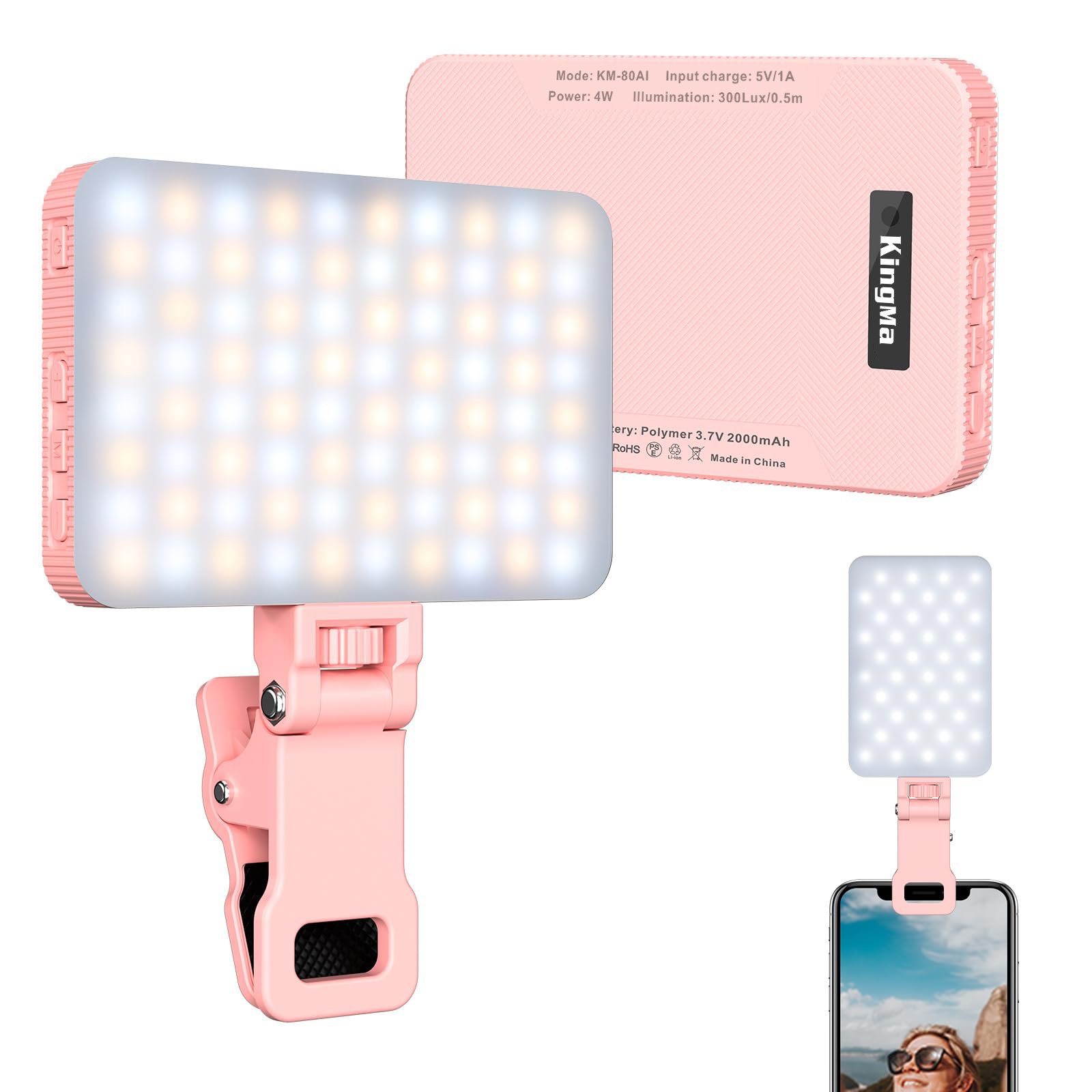 Photography Lighting Handheld - King Ma Roze Oplaadbare Selfie Licht-Draagbare