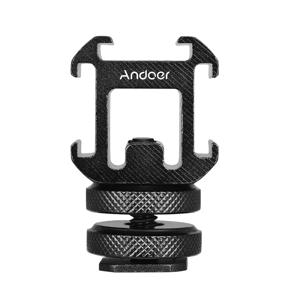 Photography Lighting Description - Andoer 3-Cold Shoe Mount Adapter On-Camera